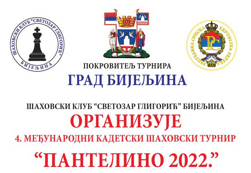 Распис 4. Међународни кадетски шаховски турнир "Пантелино 2022"